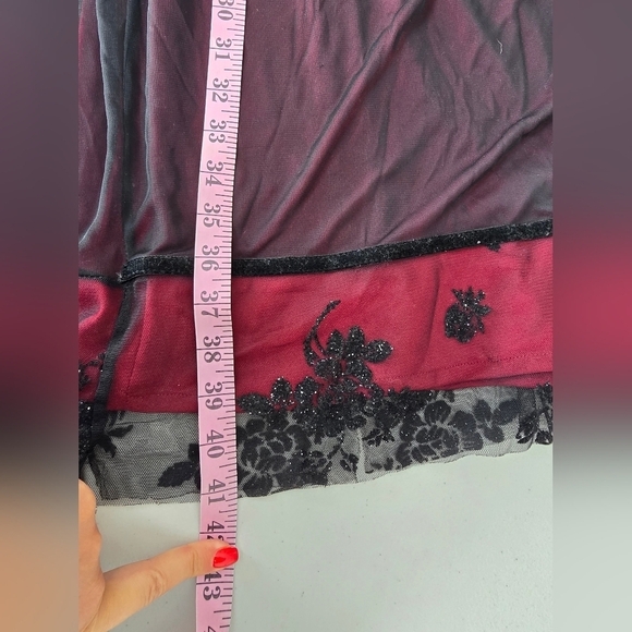 Vintage Ms. Cosmo 90s Y2K Red and Black Floral Dress Women's Sz M. - Picture 8 of 8